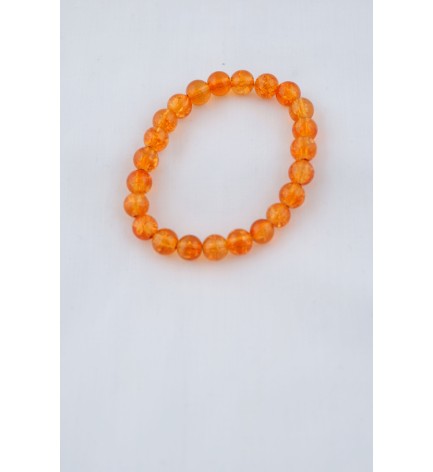 Adzo Designs Amber orange colour crackle glass beads on stretch